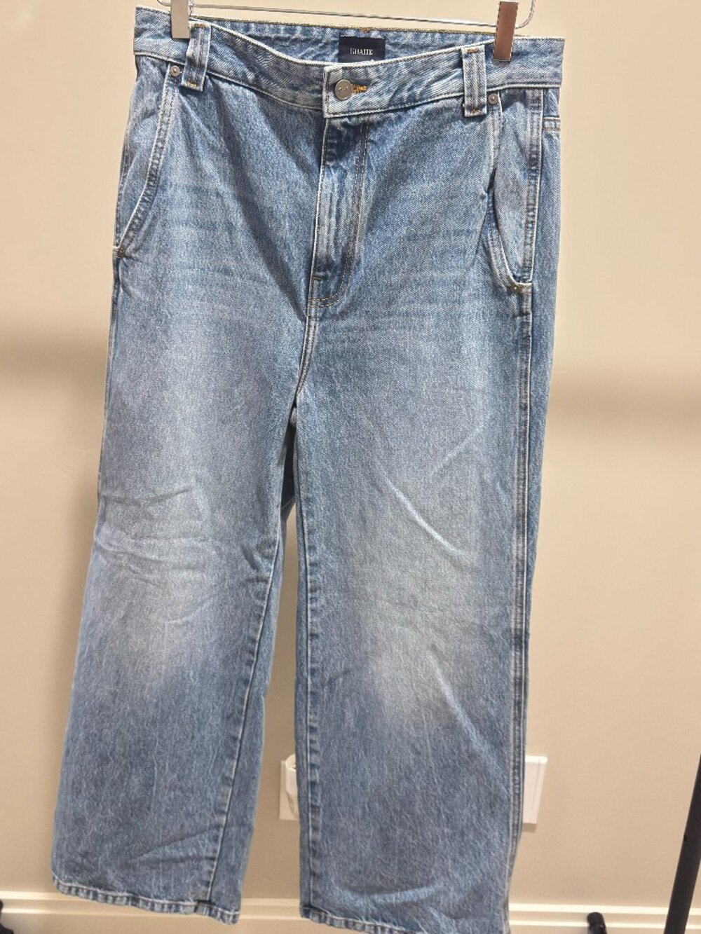 KHAITE Light Wash High Rise Wide Leg Jeans Size 26